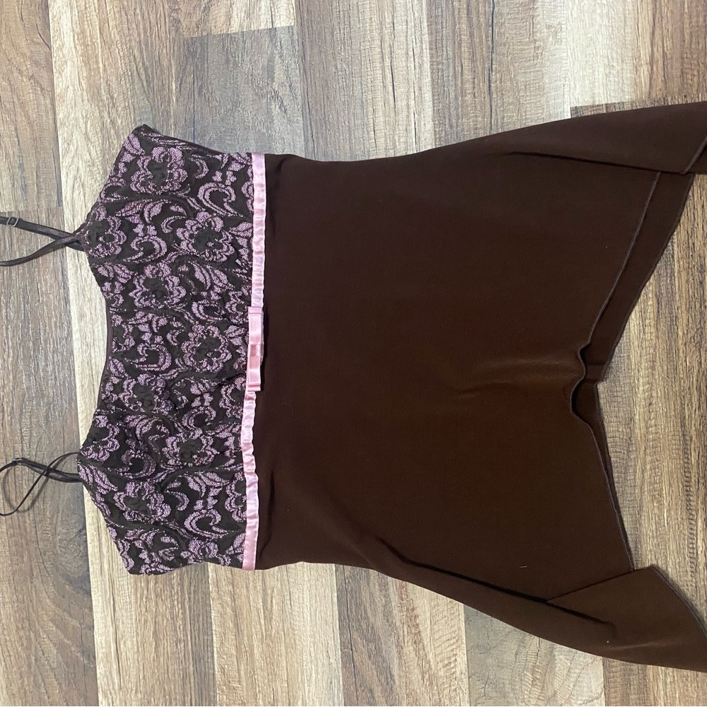 Never worn cute brown and baby pink dress top